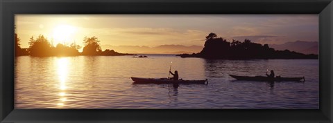 Framed Two people kayaking in the sea, Broken Islands, Pacific Rim National Park Reserve, British Columbia, Canada Print