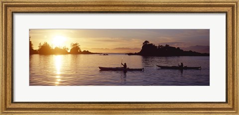 Framed Two people kayaking in the sea, Broken Islands, Pacific Rim National Park Reserve, British Columbia, Canada Print