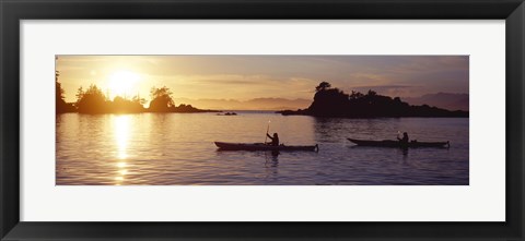 Framed Two people kayaking in the sea, Broken Islands, Pacific Rim National Park Reserve, British Columbia, Canada Print