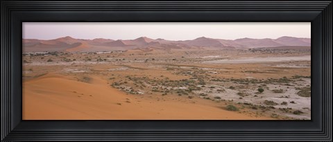 Framed Panoramic view of sand dunes viewed from Big Daddy Dune, Sossusvlei, Namib Desert, Namibia Print