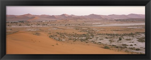 Framed Panoramic view of sand dunes viewed from Big Daddy Dune, Sossusvlei, Namib Desert, Namibia Print