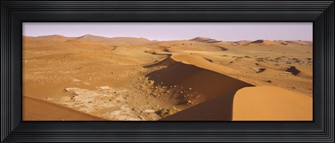 Framed Sand dunes in a desert, Namib-Naukluft National Park, Namibia Print