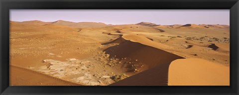 Framed Sand dunes in a desert, Namib-Naukluft National Park, Namibia Print