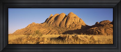 Framed Rock formations in a desert at dawn, Spitzkoppe, Namib Desert, Namibia Print