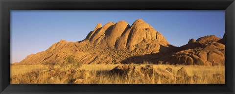 Framed Rock formations in a desert at dawn, Spitzkoppe, Namib Desert, Namibia Print