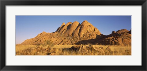 Framed Rock formations in a desert at dawn, Spitzkoppe, Namib Desert, Namibia Print