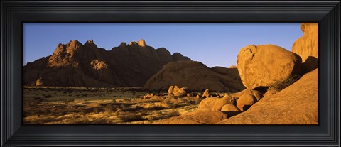 Framed Rock formations in a desert, Spitzkoppe, Namib Desert, Namibia Print