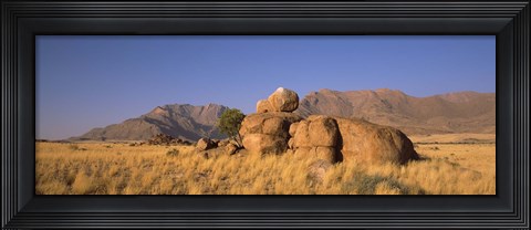 Framed Rock formations in a desert, Brandberg Mountains, Damaraland, Namib Desert, Namibia Print