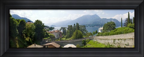 Framed Houses in a town, Villa Melzi, Lake Como, Bellagio, Como, Lombardy, Italy Print