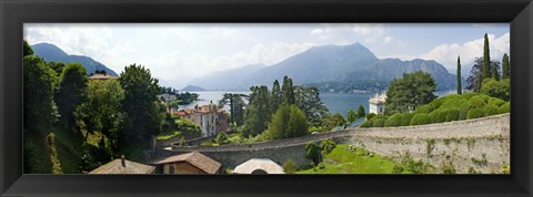 Framed Houses in a town, Villa Melzi, Lake Como, Bellagio, Como, Lombardy, Italy Print