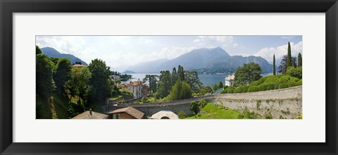 Framed Houses in a town, Villa Melzi, Lake Como, Bellagio, Como, Lombardy, Italy Print