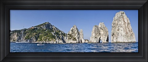 Framed Rock formations in the sea, Faraglioni, Capri, Naples, Campania, Italy Print