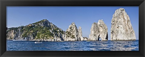 Framed Rock formations in the sea, Faraglioni, Capri, Naples, Campania, Italy Print