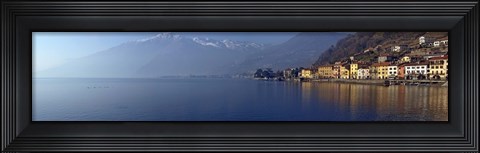 Framed Town at the waterfront, Domaso, Lake Como, Como, Lombardy, Italy Print