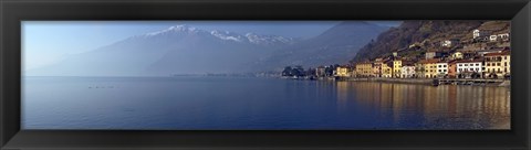 Framed Town at the waterfront, Domaso, Lake Como, Como, Lombardy, Italy Print
