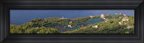Framed Aerial view of a town, Villa Angelina, Massa Lubrense, Campania, Italy Print