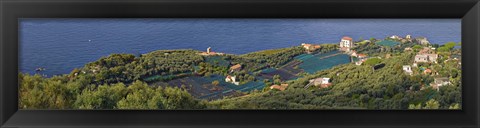 Framed Aerial view of a town, Villa Angelina, Massa Lubrense, Campania, Italy Print