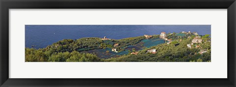 Framed Aerial view of a town, Villa Angelina, Massa Lubrense, Campania, Italy Print