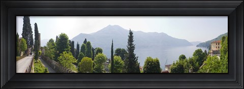 Framed Trees with a lake in background, Lake Como, Villa Passalacqua, Moltrasio, Como, Lombardy, Italy Print