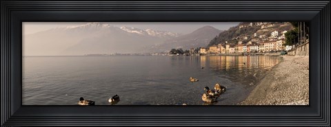 Framed Town at the lakeside, Nobiallo, Lake Como, Como, Lombardy, Italy Print