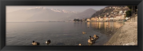 Framed Town at the lakeside, Nobiallo, Lake Como, Como, Lombardy, Italy Print