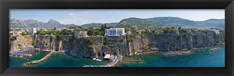 Framed Town on a cliff, Sorrento, Naples, Campania, Italy Print