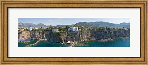 Framed Town on a cliff, Sorrento, Naples, Campania, Italy Print