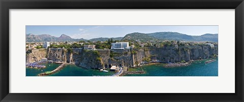 Framed Town on a cliff, Sorrento, Naples, Campania, Italy Print