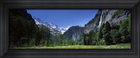Framed Waterfall in a forest, Berne Canton, Switzerland Print