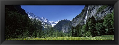 Framed Waterfall in a forest, Berne Canton, Switzerland Print