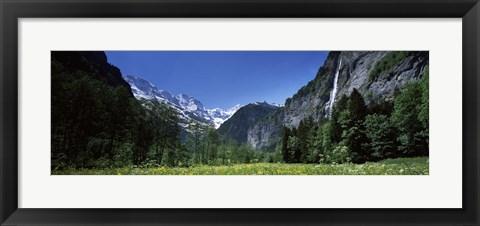 Framed Waterfall in a forest, Berne Canton, Switzerland Print