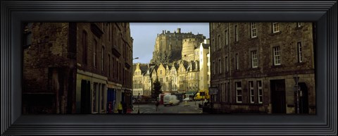 Framed Edinburgh Castle and street view, Edinburgh, Scotland Print