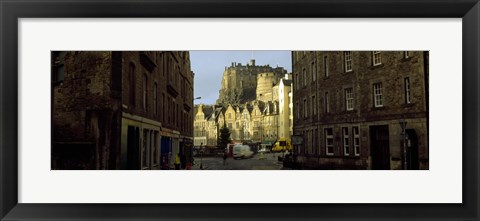 Framed Edinburgh Castle and street view, Edinburgh, Scotland Print