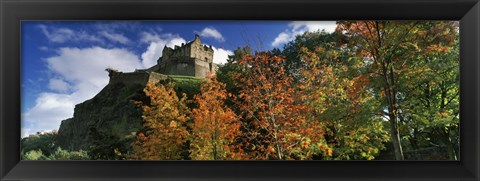 Framed Castle viewed through a garden, Edinburgh Castle, Edinburgh, Scotland Print