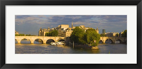 Framed Arch bridge over a river, Pont Neuf, Seine River, Isle de la Cite, Paris, Ile-de-France, France Print