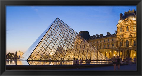 Framed Pyramid in front of the Louvre Museum, Paris, France Print