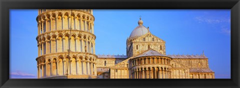 Framed Tower with a cathedral, Pisa Cathedral, Leaning Tower Of Pisa, Piazza Dei Miracoli, Pisa, Tuscany, Italy Print