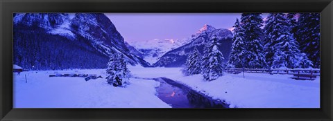 Framed Lake in winter with mountains in the background, Lake Louise, Banff National Park, Alberta, Canada Print