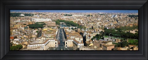 Framed Overview of the historic centre of Rome from the dome of St. Peter&#39;s Basilica, Vatican City, Rome, Lazio, Italy Print