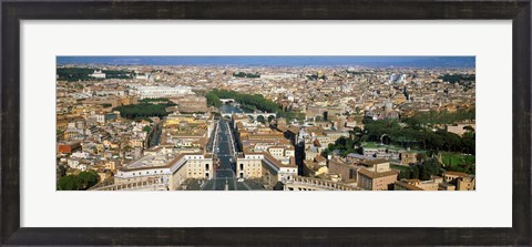 Framed Overview of the historic centre of Rome from the dome of St. Peter&#39;s Basilica, Vatican City, Rome, Lazio, Italy Print