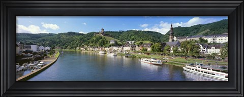 Framed Town at the riverside, Mosel River, Cochem, Rhineland-Palatinate, Germany Print