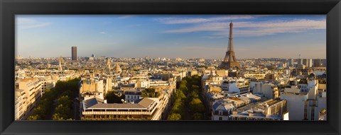 Framed Cityscape with Eiffel Tower in background, Paris, Ile-de-France, France Print