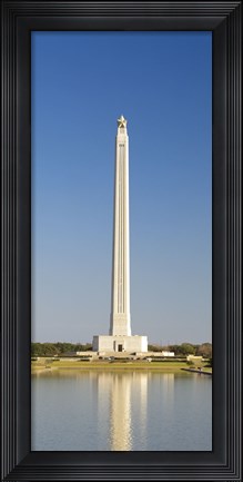 Framed Reflection of a monument in the pool, San Jacinto Monument, Texas, USA Print