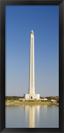 Framed Reflection of a monument in the pool, San Jacinto Monument, Texas, USA Print