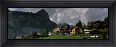 Framed Buildings in a village, Engelberg, Obwalden Canton, Switzerland Print