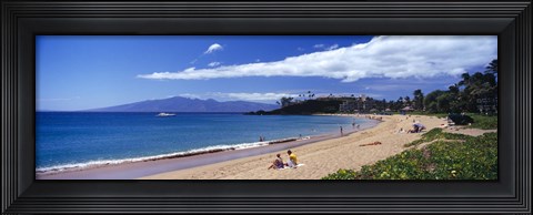 Framed Tourists on the beach, Maui, Hawaii, USA Print