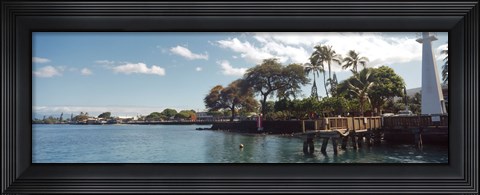 Framed Lighthouse at a pier, Lahaina, Maui, Hawaii, USA Print
