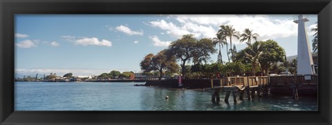 Framed Lighthouse at a pier, Lahaina, Maui, Hawaii, USA Print