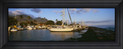 Framed Sailboats in the bay, Lahaina Harbor, Lahaina, Maui, Hawaii, USA Print