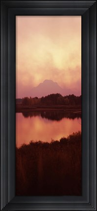 Framed Reflection of a mountain in a river, Oxbow Bend, Snake River, Grand Teton National Park, Teton County, Wyoming, USA Print